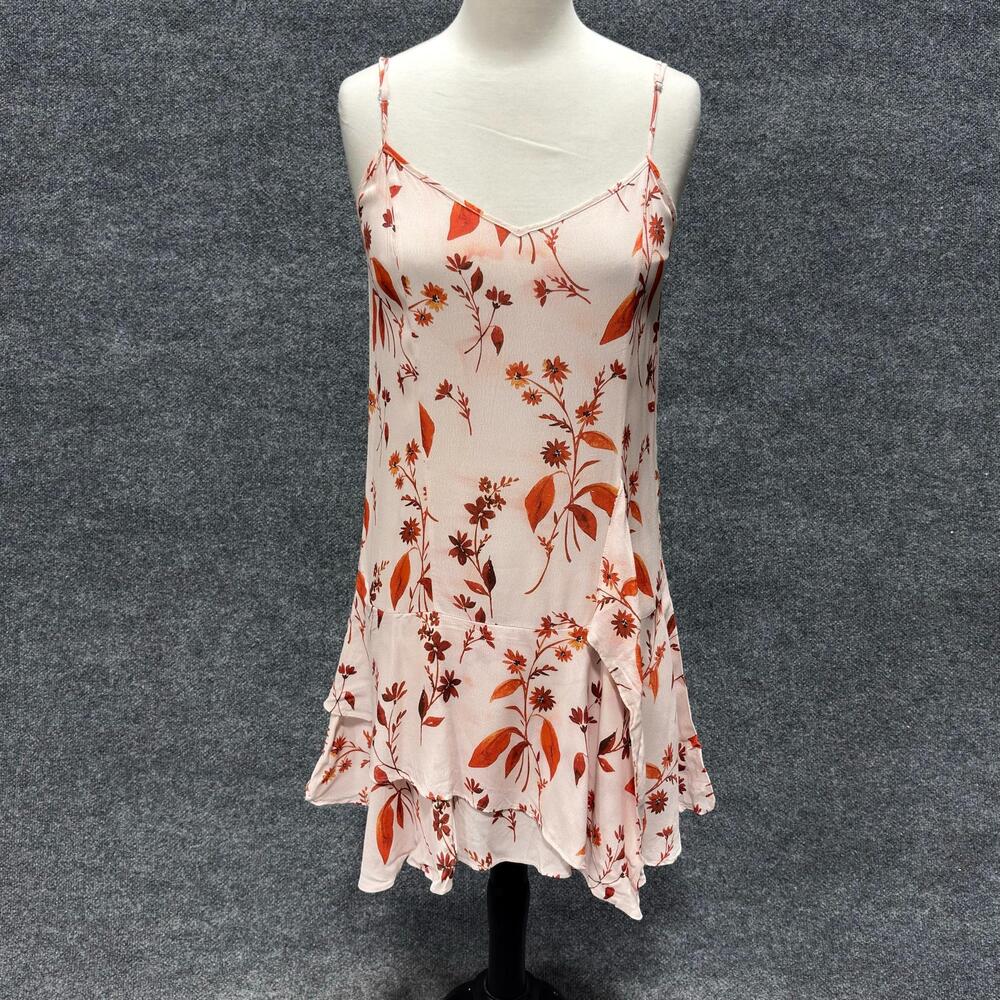 Thakoon Collective Dress Womens 4 Pink Floral Ruffle Hem Slip Sundress Short